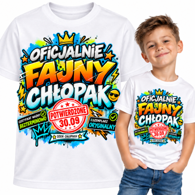 KOSZULKA DZIECIĘCA DZIEŃ CHŁOPAKA oficjalnie fajny chłopak